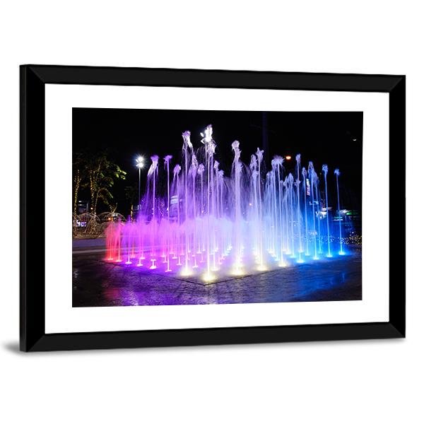 Night Musical Fountains Canvas Wall Art-5 Horizontal-Gallery Wrap-22" x 12"-Tiaracle