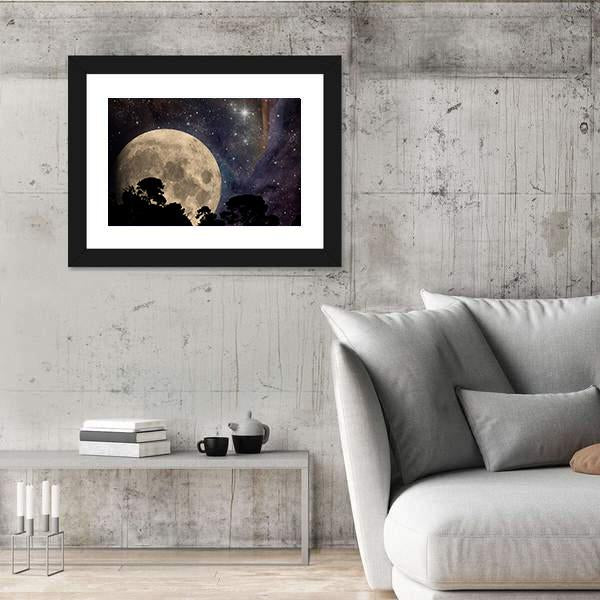 Night Sky With Moon Canvas Wall Art-5 Horizontal-Gallery Wrap-22" x 12"-Tiaracle