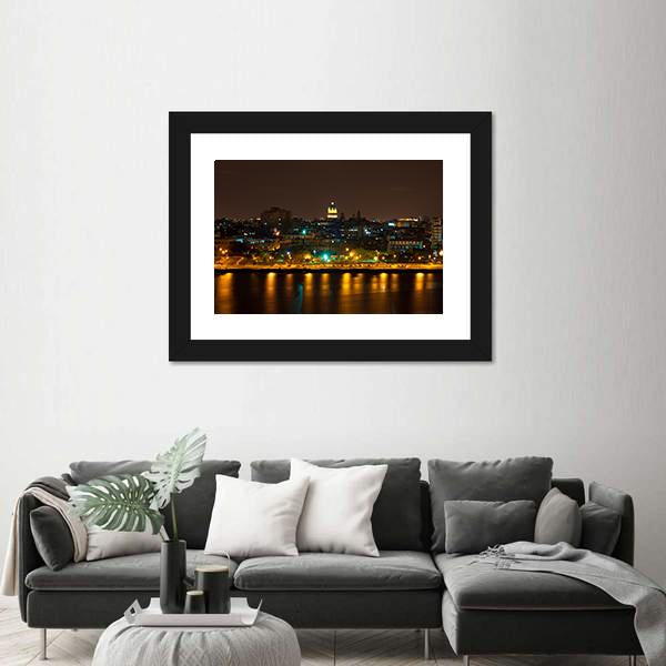 Night View Of Havana Canvas Wall Art-5 Horizontal-Gallery Wrap-22" x 12"-Tiaracle