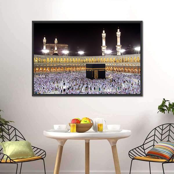Night View Of Holy Kaaba Canvas Wall Art-3 Horizontal-Gallery Wrap-25" x 16"-Tiaracle