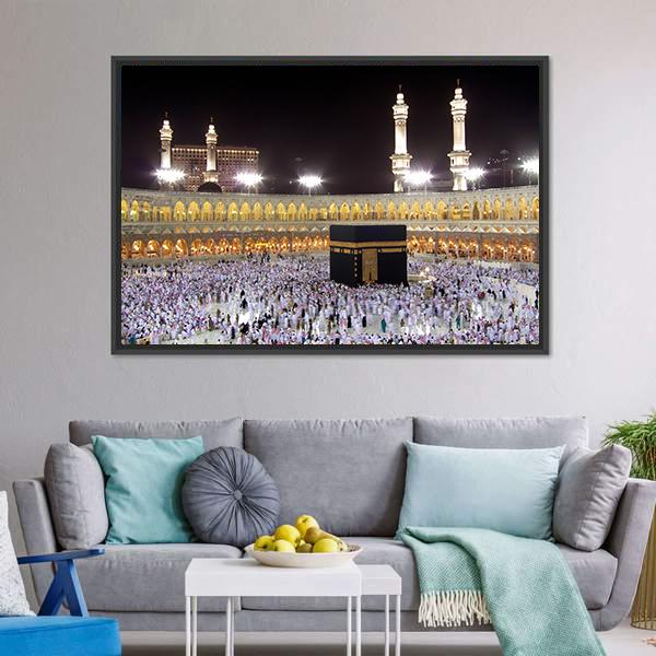Night View Of Holy Kaaba Canvas Wall Art-3 Horizontal-Gallery Wrap-25" x 16"-Tiaracle