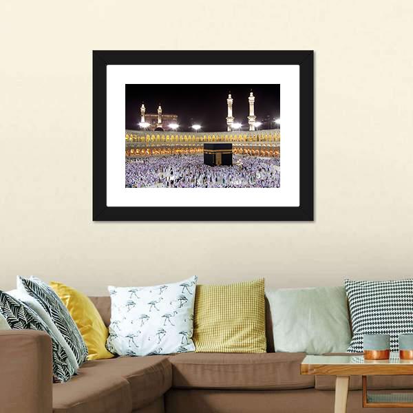 Night View Of Holy Kaaba Canvas Wall Art-3 Horizontal-Gallery Wrap-25" x 16"-Tiaracle