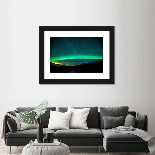 Northern Lights Arc Sweden Canvas Wall Art-5 Horizontal-Gallery Wrap-22" x 12"-Tiaracle