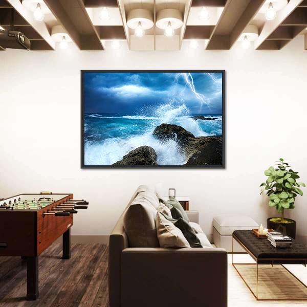 Ocean Storm Canvas Wall Art-5 Horizontal-Gallery Wrap-22" x 12"-Tiaracle