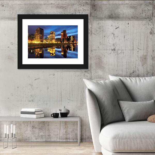 Office Buildings Amsterdam Canvas Wall Art-5 Horizontal-Gallery Wrap-22" x 12"-Tiaracle