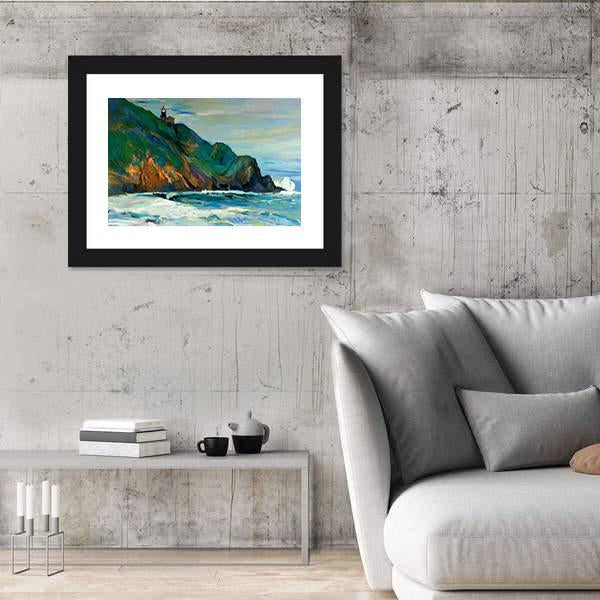 Oil Painting Of Seacoast Canvas Wall Art-5 Horizontal-Gallery Wrap-22" x 12"-Tiaracle