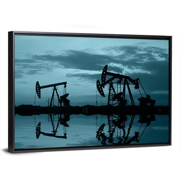 Oil Pipeline & Pumping Unit Canvas Wall Art-5 Horizontal-Gallery Wrap-22" x 12"-Tiaracle