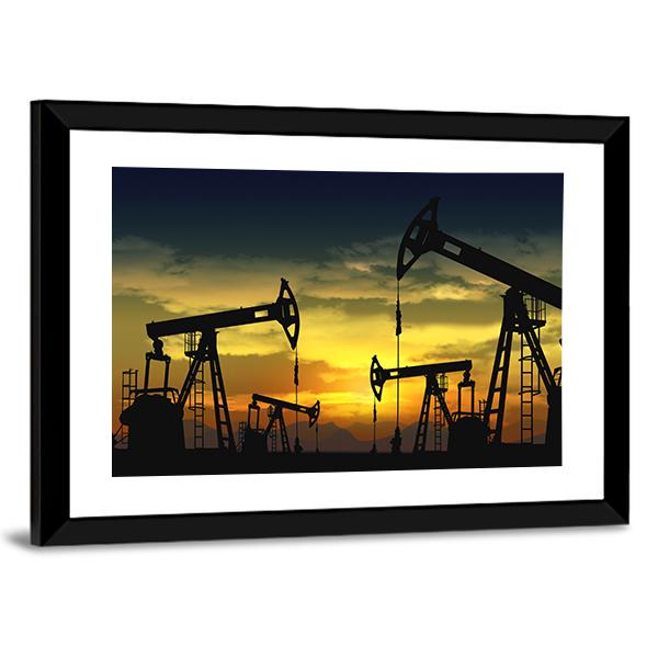 Oil Pump Jack In Operation Canvas Wall Art-5 Horizontal-Gallery Wrap-22" x 12"-Tiaracle