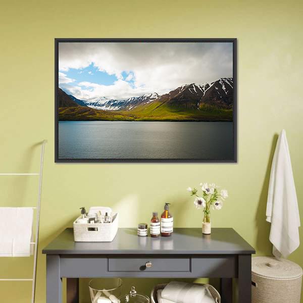 Olafsfjordur In Winter Canvas Wall Art-3 Horizontal-Gallery Wrap-25" x 16"-Tiaracle