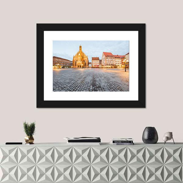 Old Cathedral In Nurnberg City Canvas Wall Art-1 Piece-Framed Print-42" x 14"-Tiaracle