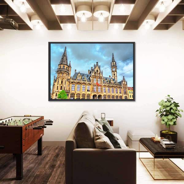 Old Post Office In Ghent Canvas Wall Art-5 Horizontal-Gallery Wrap-22" x 12"-Tiaracle