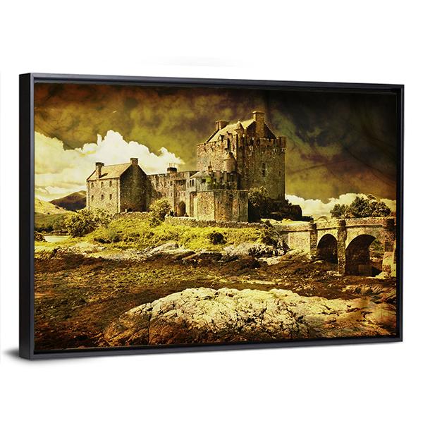 Old Scottish Castle Canvas Wall Art-5 Horizontal-Gallery Wrap-22" x 12"-Tiaracle