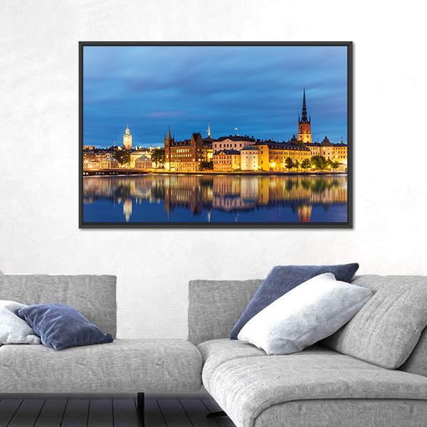 Old Town Gamla Stan In Stockholm Canvas Wall Art-5 Horizontal-Gallery Wrap-22" x 12"-Tiaracle