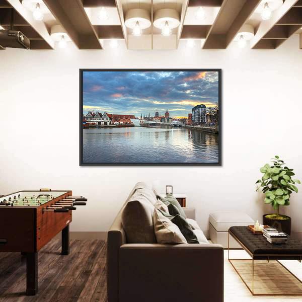 Old Town Of Gdansk Canvas Wall Art-5 Horizontal-Gallery Wrap-22" x 12"-Tiaracle