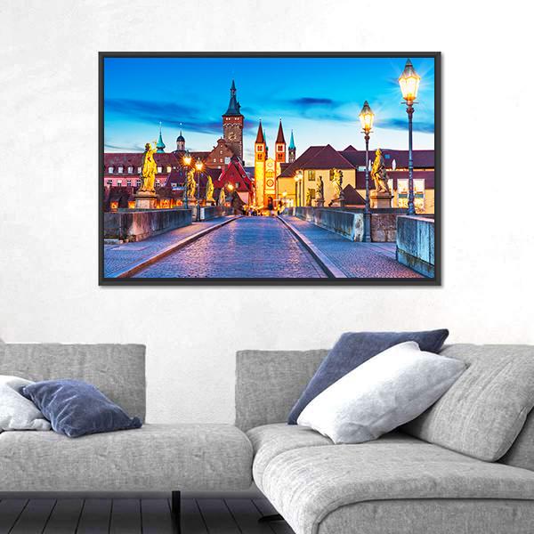 Old Town Of Wurzburg Canvas Wall Art-5 Horizontal-Gallery Wrap-22" x 12"-Tiaracle