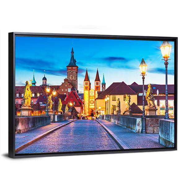 Old Town Of Wurzburg Canvas Wall Art-5 Horizontal-Gallery Wrap-22" x 12"-Tiaracle