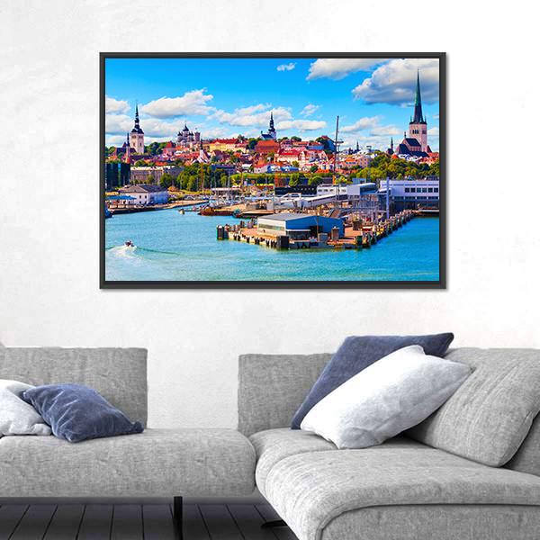 Old Town & Sea Port Canvas Wall Art-5 Horizontal-Gallery Wrap-22" x 12"-Tiaracle