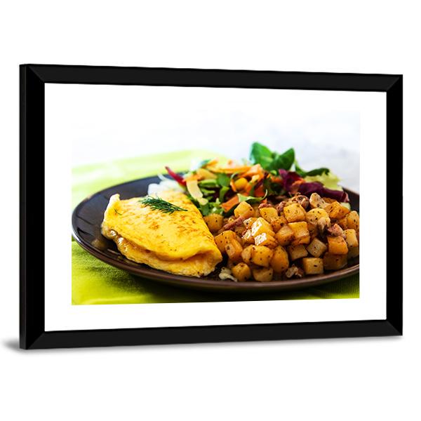 Omelette With Potatoes Canvas Wall Art-1 Piece-Framed Print-20" x 16"-Tiaracle