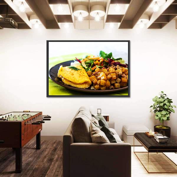 Omelette With Potatoes Canvas Wall Art-5 Horizontal-Gallery Wrap-22" x 12"-Tiaracle