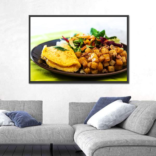 Omelette With Potatoes Canvas Wall Art-5 Horizontal-Gallery Wrap-22" x 12"-Tiaracle