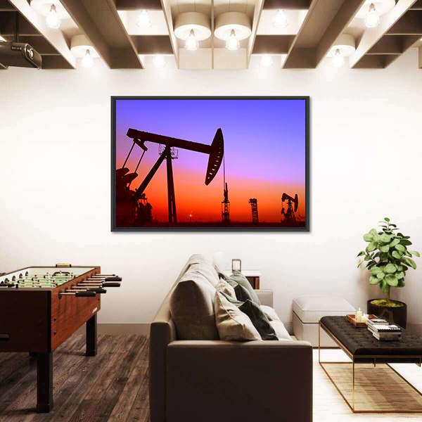 Operation Of Oil Pumping Unit Canvas Wall Art-5 Horizontal-Gallery Wrap-22" x 12"-Tiaracle