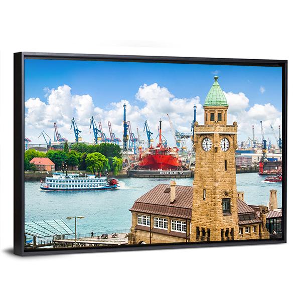 Paddle Steamer On Elbe river Canvas Wall Art-3 Horizontal-Gallery Wrap-25" x 16"-Tiaracle