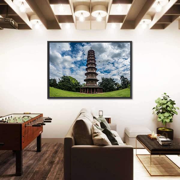 Pagoda In Kew Gardens Canvas Wall Art-5 Horizontal-Gallery Wrap-22" x 12"-Tiaracle