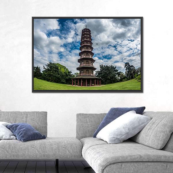 Pagoda In Kew Gardens Canvas Wall Art-3 Horizontal-Gallery Wrap-25" x 16"-Tiaracle