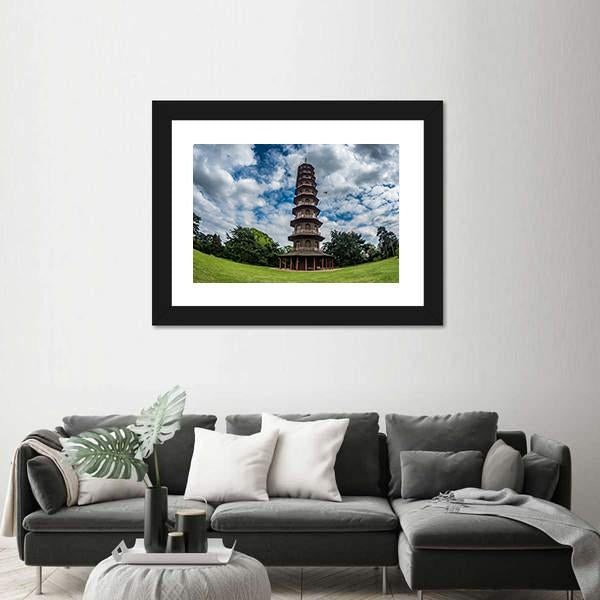 Pagoda In Kew Gardens Canvas Wall Art-5 Horizontal-Gallery Wrap-22" x 12"-Tiaracle