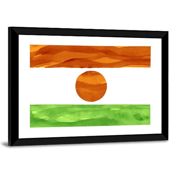 Painted Flag Of Niger Canvas Wall Art-5 Horizontal-Gallery Wrap-22" x 12"-Tiaracle