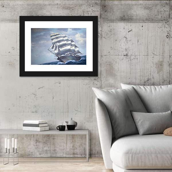 Painting Of A Sail Ship Canvas Wall Art-5 Horizontal-Gallery Wrap-22" x 12"-Tiaracle
