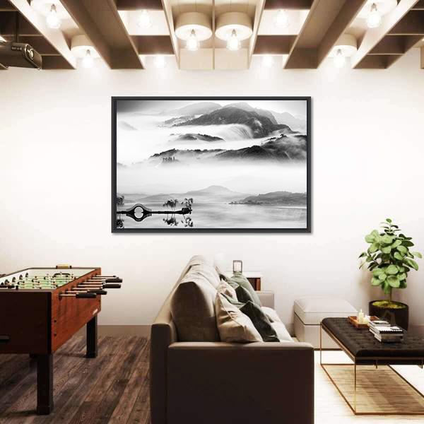 Painting Style Of Chinese Landscape Canvas Wall Art-3 Horizontal-Gallery Wrap-25" x 16"-Tiaracle