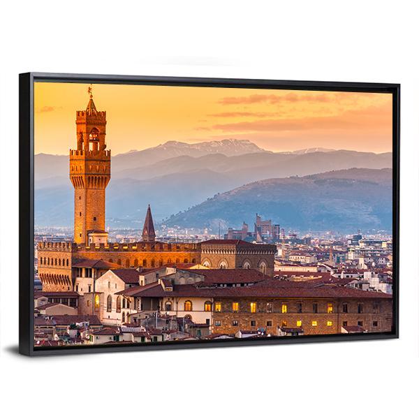Palazzo Vecchio In Florence Canvas Wall Art-3 Horizontal-Gallery Wrap-25" x 16"-Tiaracle