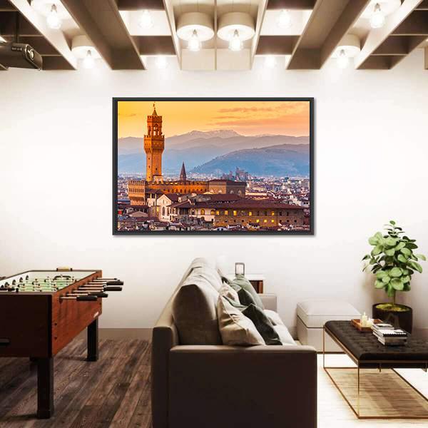 Palazzo Vecchio In Florence Canvas Wall Art-3 Horizontal-Gallery Wrap-25" x 16"-Tiaracle