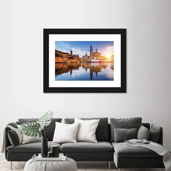Panorama At Elbe River Canvas Wall Art-1 Piece-Framed Print-30" x 20"-Tiaracle