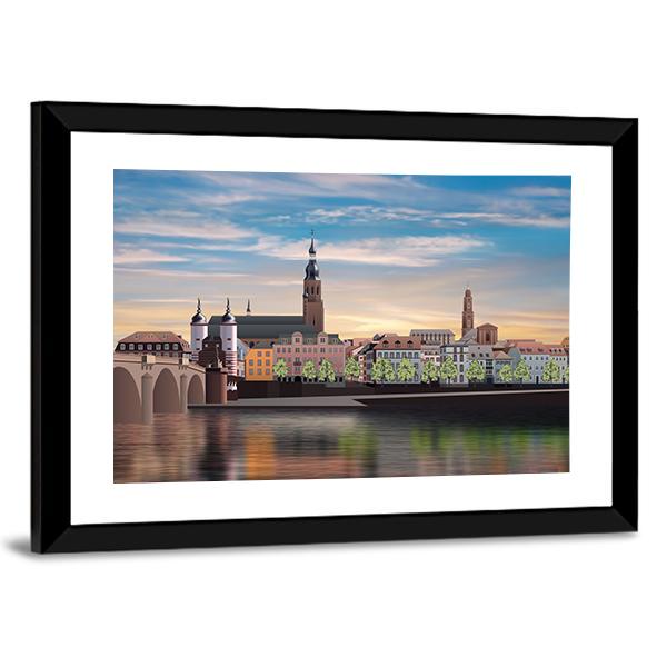 Panorama Of Heidelberg Canvas Wall Art-3 Horizontal-Gallery Wrap-25" x 16"-Tiaracle