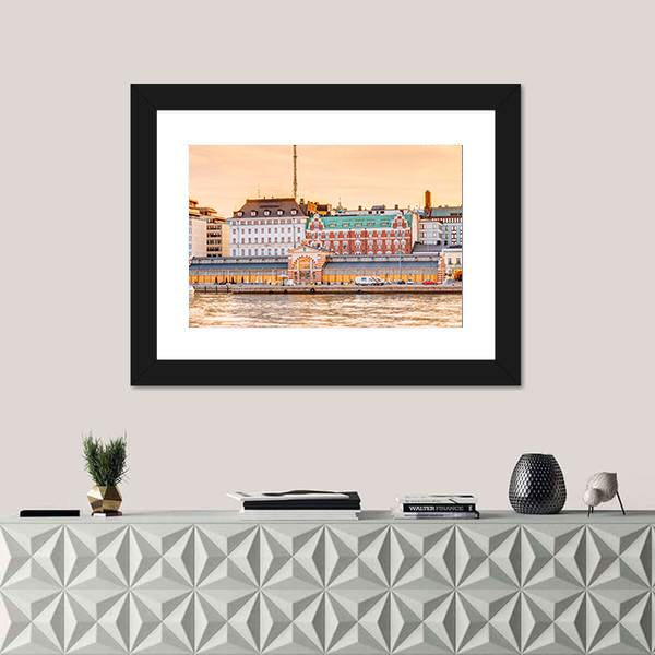 Panorama Of Old Market Hall At Summer Canvas Wall Art-1 Piece-Framed Print-20" x 16"-Tiaracle
