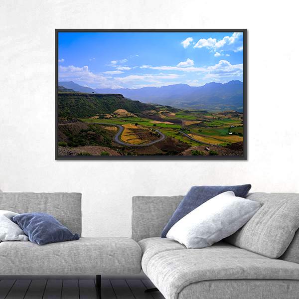 Panorama Of Semien Mountains Canvas Wall Art-3 Horizontal-Gallery Wrap-25" x 16"-Tiaracle