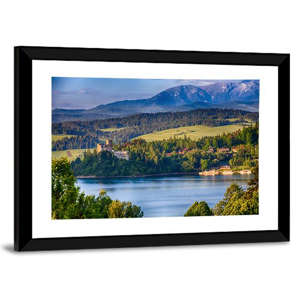 Panoramic Scene In Niedzica Canvas Wall Art-5 Horizontal-Gallery Wrap-22" x 12"-Tiaracle