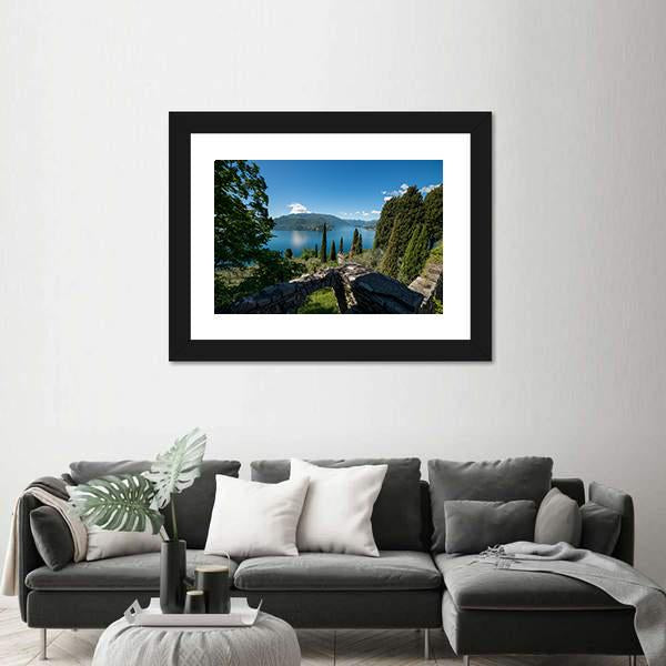 Panoramic View Of Lake Como Canvas Wall Art-3 Horizontal-Gallery Wrap-25" x 16"-Tiaracle