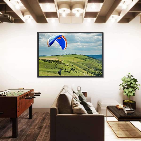 Paragliding At Devil's Dyke Canvas Wall Art-5 Horizontal-Gallery Wrap-22" x 12"-Tiaracle