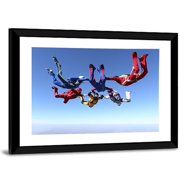 Paratroopers Ring In Free Fall Canvas Wall Art-5 Horizontal-Gallery Wrap-22" x 12"-Tiaracle