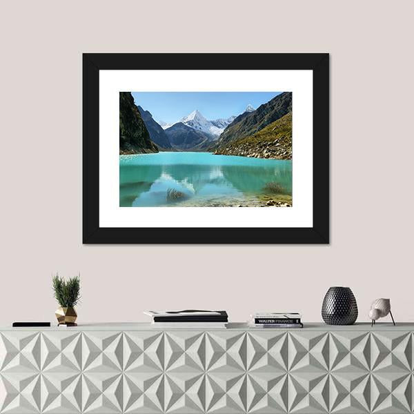 Paron Lake And Pyramid Peak Canvas Wall Art-1 Piece-Framed Print-20" x 16"-Tiaracle