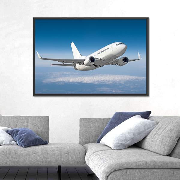 Passenger Airplane Flying Canvas Wall Art-3 Horizontal-Gallery Wrap-25" x 16"-Tiaracle
