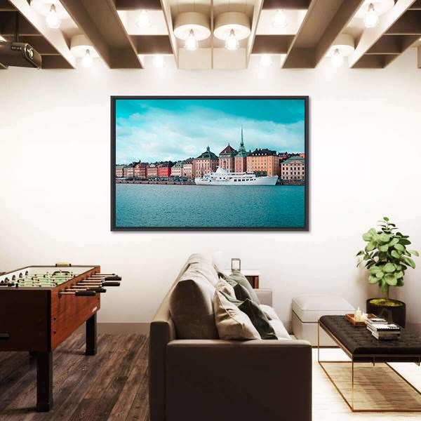 Passenger Ship In Stockholm Harbour Canvas Wall Art-5 Horizontal-Gallery Wrap-22" x 12"-Tiaracle