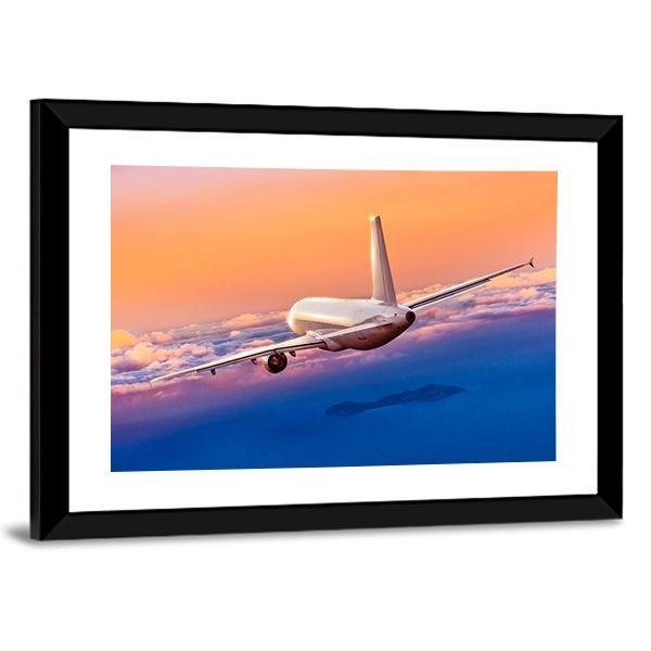 Passengers Commercial Airplane Canvas Wall Art-5 Horizontal-Gallery Wrap-22" x 12"-Tiaracle