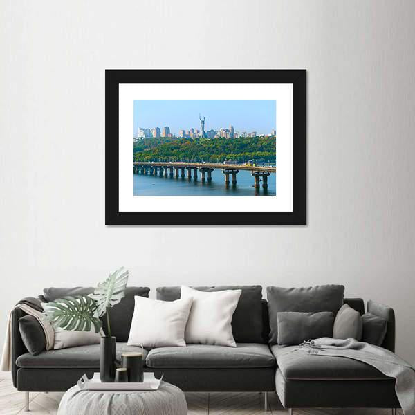 Paton Bridge Over The River Dnieper Canvas Wall Art-3 Horizontal-Gallery Wrap-25" x 16"-Tiaracle