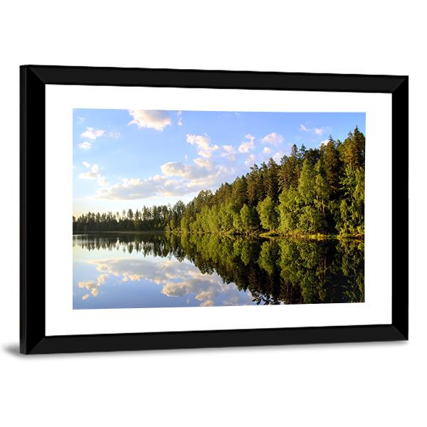 Peaceful Scenery At A Lake Canvas Wall Art-3 Horizontal-Gallery Wrap-25" x 16"-Tiaracle