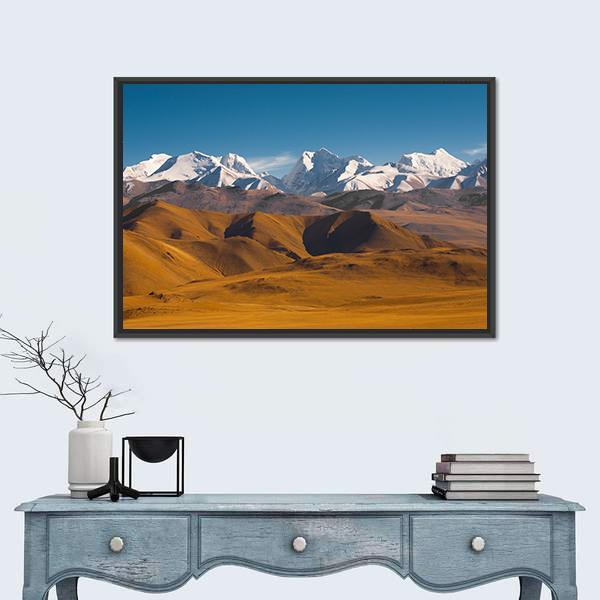 Peaks Of The Himalayas With Barren Mountains Canvas Wall Art-1 Piece-Floating Frame-24" x 16"-Tiaracle