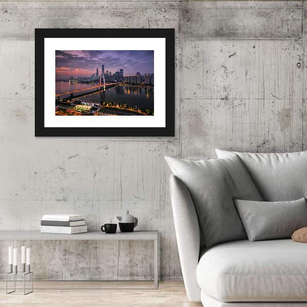 Pearl River New Town In Tianhe Canvas Wall Art-5 Horizontal-Gallery Wrap-22" x 12"-Tiaracle